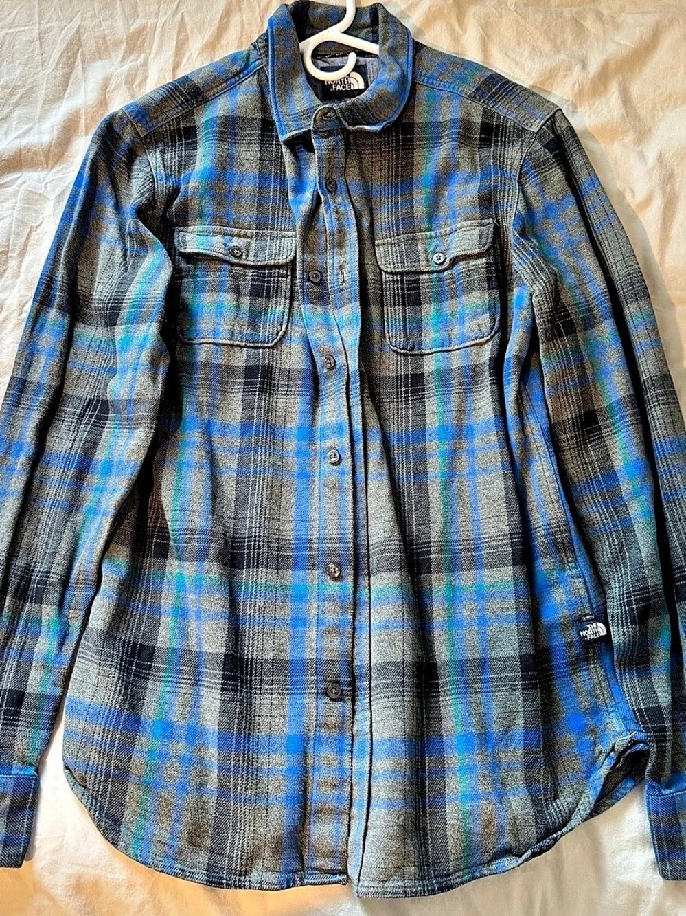 The North Face Men's Blue & Gray Plaid Shirt Size Medium